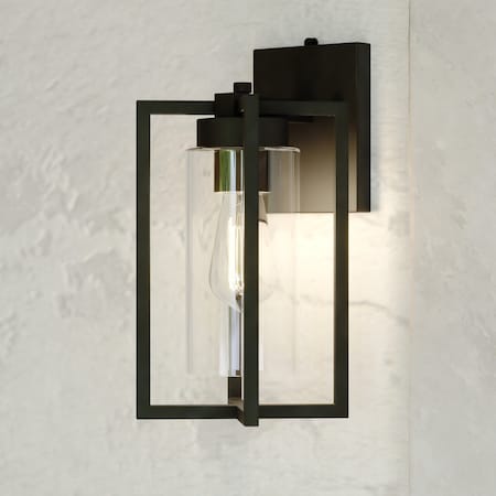 Vaxcel Kilbourne 1 Light Black Dusk to Dawn Outdoor Wall Lantern Clear Glass T0646